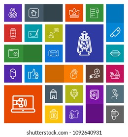 Modern, simple, colorful vector icon set with center, lantern, office, point, blank, vintage, marine, cycle, location, ticket, sea, way, entertainment, military, scale, temperature, radius, war icons