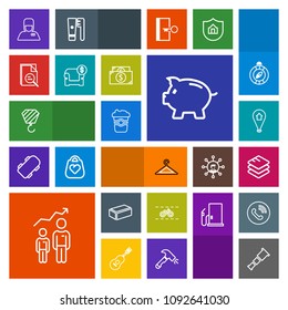 Modern, simple, colorful vector icon set with shop, cafe, data, space, progress, information, money, astronomy, investment, coffee, night, map, construction, bicycle, clothing, travel, personal icons