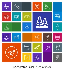 Modern, simple, colorful vector icon set with jet, plane, device, metal, old, place, grass, internet, cash, lock, vintage, jetliner, communication, email, forest, message, key, building, park icons