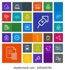 Modern, simple, colorful vector icon set with background, communication, holiday, property, white, online, safety, container, banking, environment, landscape, handle, security, video, festival icons
