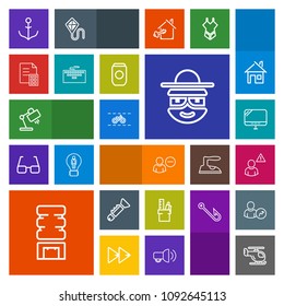 Modern, simple, colorful vector icon set with wheel, lamp, office, bugle, business, sky, rudder, bicycle, jazz, interior, sign, transport, computer, table, helicopter, user, character, ship, pc icons
