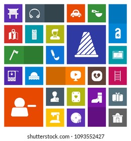 Modern, simple, colorful vector icon set with delete, wrench, shrine, travel, video, soup, torii, game, online, background, street, ladder, media, house, pictogram, cooking, user, location, pin icons