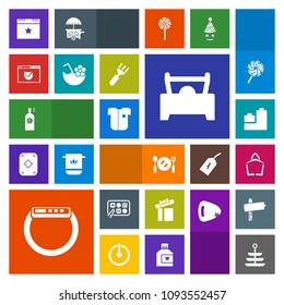 Modern, simple, colorful vector icon set with fashion, fork, gift, clothing, internet, shirt, play, glass, watch, new, celebration, white, web, time, present, restaurant, check, spray,  icons