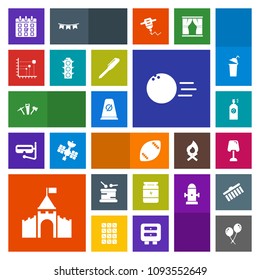 Modern, simple, colorful vector icon set with time, sign, celebration, health, road, traffic, ball, american, pin, birthday, medieval, calendar, drum, stadium, bowling, decoration, music, sound icons