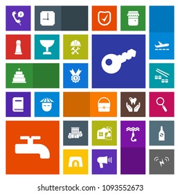 Modern, simple, colorful vector icon set with fish, salmon, cake, glass, seafood, water, business, piece, call, dessert, game, king, crane, pie, estate, real, helmet, energy, center, house, sun icons