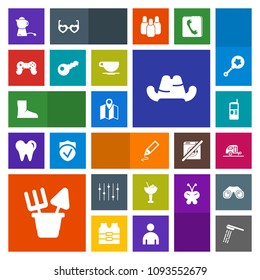 Modern, simple, colorful vector icon set with bath, cocktail, mobile, boot, water, toy, phone, pen, breakfast, bar, white, pin, location, travel, trailer, joystick, headwear, plastic, bathroom icons