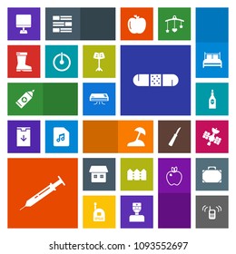 Modern, simple, colorful vector icon set with conditioner, power, needle, hygiene, medicine, palm, phone, alcohol, care, brush, air, call, conditioning, home, leather, switch, computer, wine, pc icons