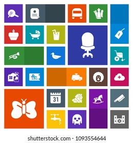Modern, simple, colorful vector icon set with chair, nature, trumpet, cooking, wheelchair, map, butterfly, add, timetable, schedule, wildlife, child, pan, internet, cloud, speaker, technology icons