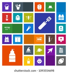 Modern, simple, colorful vector icon set with house, ufo, web, pan, american, weight, game, kitchen, monster, pot, football, star, fiction, room, alien, color, white, sport, spray, saw, business icons