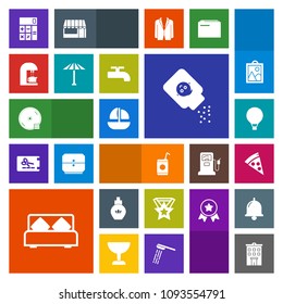 Modern, simple, colorful vector icon set with powder, extreme, food, boat, liquid, cd, parachuting, ship, estate, vessel, sea, sky, bedroom, aroma, award, business, baby, double, accounting, dvd icons