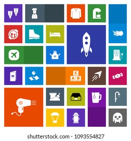 Modern, simple, colorful vector icon set with restaurant, gas, file, flipper, data, sea, alien, sand, hotel, kid, business, underwater, sweet, monster, toy, plane, dryer, folder, table, fuel icons