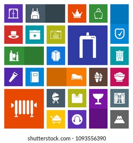 Modern, simple, colorful vector icon set with event, home, meat, estate, room, jacket, xray, restaurant, food, chef, celebration, landscape, glass, coffee, hot, scan, alcohol, star, modern, real icons