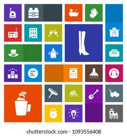 Modern, simple, colorful vector icon set with caravan, bag, drink, menu, real, alcohol, travel, vacation, footwear, style, locomotive, house, trailer, toy, nutrition, hat, fashion, object, red icons