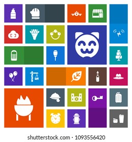 Modern, simple, colorful vector icon set with cafe, street, plant, asian, coffee, spray, cake, phone, cinema, waitress, home, lamp, sheriff, grill, technology, sweet, doughnut, food, west, texas icons