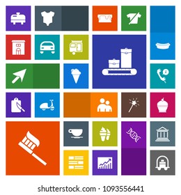 Modern, simple, colorful vector icon set with support, heater, home, dessert, call, drink, pie, luggage, vehicle, house, center, web, cream, service, estate, hygiene, cup, bellboy, hotel, human icons