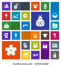 Modern, simple, colorful vector icon set with delivery, security, business, space, rattle, cherry, street, mobile, sign, food, real, sakura, truck, child, toy, car, store, phone, transport, old icons