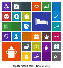 Modern, simple, colorful vector icon set with people, fork, bed, location, pin, human, musical, music, add, monster, download, white, cutlery, web, dinner, food, guitar, account, milk, ufo, map icons
