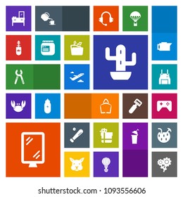 Modern, simple, colorful vector icon set with sign, flight, street, repair, play, baseball, airplane, equipment, furniture, chef, pinafore, cook, reparation, box, apron, road, cactus, service,  icons