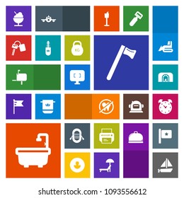 Modern, simple, colorful vector icon set with technology, post, warm, hour, dental, car, sailboat, toy, fireplace, computer, sign, wrench, home, health, spanner, hammer, travel, mail, box, watch icons