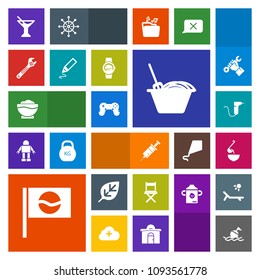 Modern, simple, colorful vector icon set with cocktail, spanner, natural, asia, nature, dentist, medical, coffee, soup, wrench, japanese, seat, pen, summer, life, spoon, equipment, clinic, drink icons