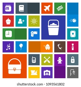 Modern, simple, colorful vector icon set with photographer, account, glass, bucket, bedroom, jar, jam, poker, play, boat, shower, technology, hotel, liquid, service, dessert, oar, old, handle icons