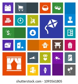 Modern, simple, colorful vector icon set with french, real, human, house, usd, interior, fast, dollar, power, switch, kite, curtain, snack, button, light, home, food, battery, currency, energy icons