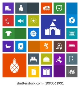 Modern, simple, colorful vector icon set with blossom, communication, air, clothes, fashion, nature, shirt, service, conditioning, galaxy, phone, sound, camera, clothing, style, doughnut, planet icons