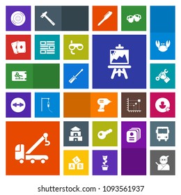 Modern, simple, colorful vector icon set with accident, screwdriver, samurai, industry, japan, poker, account, tire, culture, coupon, game, equipment, car, vehicle, helmet, sign, builder, news icons