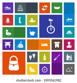 Modern, simple, colorful vector icon set with circus, sport, bag, drink, graph, person, vessel, food, hotel, bed, hat, flipper, chart, fashion, noodle, alert, bell, summer, chinese, liquid, add icons