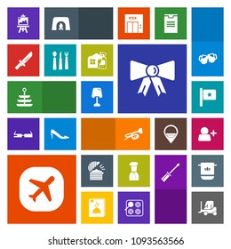 Modern, simple, colorful vector icon set with fork, spray, cutlery, fashion, account, kitchen, cargo, airplane, housework, suit, drawing, truck, travel, beer, food, interior, coffee, nation, car icons