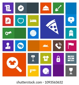 Modern, simple, colorful vector icon set with food, fashion, envelope, automobile, bed, musical, auto, mailbox, gadget, sound, fish, document, clothes, travel, tire, time, orchestra, alcohol icons