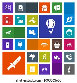 Modern, simple, colorful vector icon set with work, cutlery, wine, restaurant, belt, parachuting, sea, trumpet, knife, cherry, stove, equipment, presentation, conditioner, fashion, alcohol, sky icons