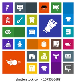 Modern, simple, colorful vector icon set with snack, mic, karaoke, shovel, toy, childhood, kid, clothing, , sign, sound, sport, bowling, audio, blossom, road, book, tower, bouquet, food, page icons