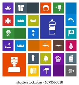 Modern, simple, colorful vector icon set with industry, japan, japanese, corn, construction, space, globe, faucet, trumpet, microphone, karaoke, vegetable, voice, cream, alarm, sound, robot, tap icons
