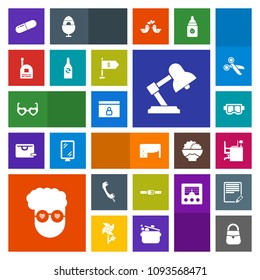 Modern, simple, colorful vector icon set with drink, fun, table, location, lamp, website, hipster, pill, sunglasses, graphic, food, beverage, summer, office, belt, bottle, boy, glasses, snorkel icons