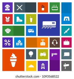 Modern, simple, colorful vector icon set with car, ice, ambulance, sky, air, sea, beautiful, conditioning, dinner, business, parachuting, jump, shell, way, sweet, restaurant, object, hospital icons
