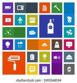 Modern, simple, colorful vector icon set with sky, satellite, equipment, parachute, computer, art, atom, check, technology, air, day, sign, monitor, paint, molecule, video, list, artist, fashion icons