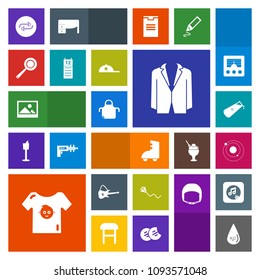 Modern, simple, colorful vector icon set with sport, sky, apron, substitute, fun, kitchen, picture, food, business, summer, roller, joy, chemistry, musical, skating, white, clothes, child, art icons
