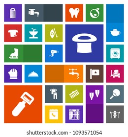 Modern, simple, colorful vector icon set with cheese, fitness, stroke, collection, machine, housework, fountain, shirt, river, faucet, wash, winter, clothing, brush, art, grater, cargo, potato icons
