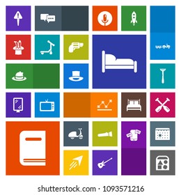 Modern, simple, colorful vector icon set with vehicle, scooter, bike, ball, exclamation, chart, data, stats, magic, light, clothing, style, play, furniture, flashlight, sign, torch, book, home icons