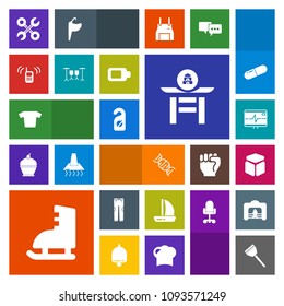 Modern, simple, colorful vector icon set with winter, motel, speech, telephone, sign, shirt, heart, hotel, reparation, phone, tool, pill, clothes, food, service, medicine, health, fashion, pants icons