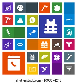 Modern, simple, colorful vector icon set with spanner, protection, oven, air, pencil, filter, sausage, kitchen, unlock, open, phone, security, pen, gun, firearm, vest, wrench, hotel, hammer icons
