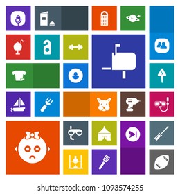 Modern, simple, colorful vector icon set with clothing, microphone, stadium, water, tent, shirt, sport, energy, business, baby, kid, rabbit, mail, mailbox, sad, fashion, box, message, football icons