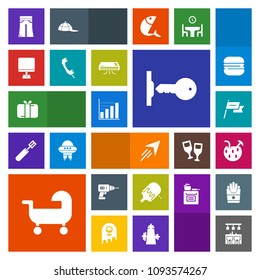 Modern, simple, colorful vector icon set with summer, machine, business, carriage, food, holiday, bar, flight, pants, drill, woman, nation, drink, gift, juice, glass, security, country, key, fly icons