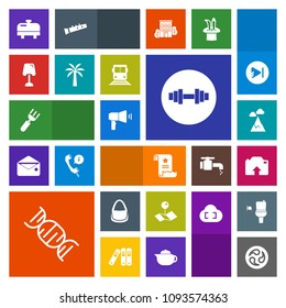 Modern, simple, colorful vector icon set with pointer, transportation, japan, mon, heater, fitness, train, dna, location, sky, megaphone, interior, boiler, communication, water, home, paper,  icons