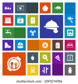Modern, simple, colorful vector icon set with glass, wireless, department, supermarket, cable, bathroom, water, communication, furniture, cooler, tap, market, waitress, table, service, power icons