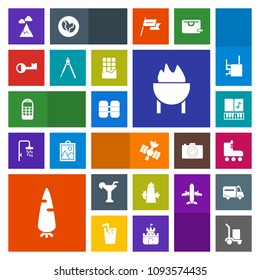 Modern, simple, colorful vector icon set with musical, sound, leisure, fun, satellite, tool, food, drink, note, skate, sky, nature, package, meat, vegetable, phone, martini, communication, tank icons