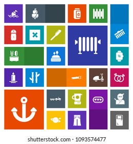Modern, simple, colorful vector icon set with wedding, bed, cooking, food, salt, dessert, flashlight, heater, cake, lamp, water, mixer, gadget, dinner, marine, kitchen, watch, spoon, home, ring icons