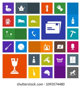 Modern, simple, colorful vector icon set with television, screen, travel, home, animal, baby, destination, achievement, armchair, child, interior, chair, winner, comfortable, map, sign, industry icons