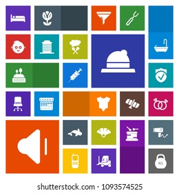 Modern, simple, colorful vector icon set with bed, clothes, style, sensu, weight, engagement, kid, traditional, romance, travel, up, heavy, check, fan, hat, volume, doughnut, baby, sea, dentist icons